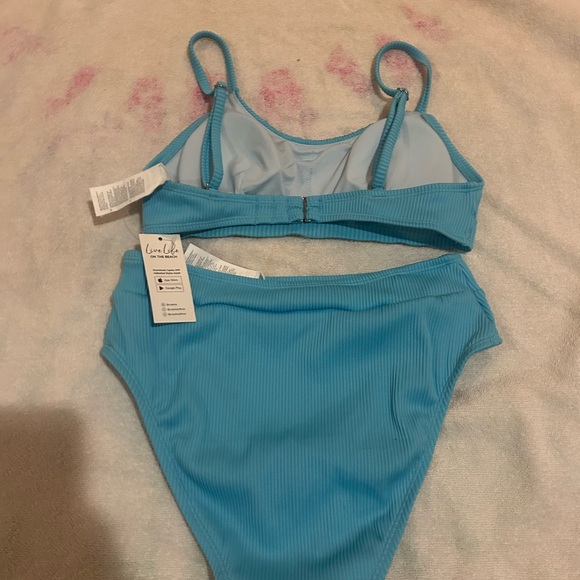 Blue Ribbed Bikini Set - Picture 2 of 4